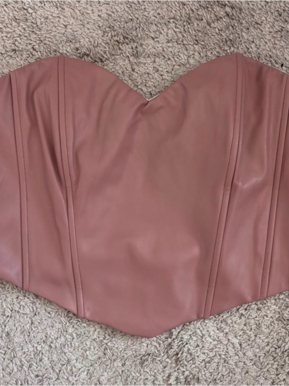 Blashe Faux Leather Strapless Corset Top Dusty Rose Pink Large